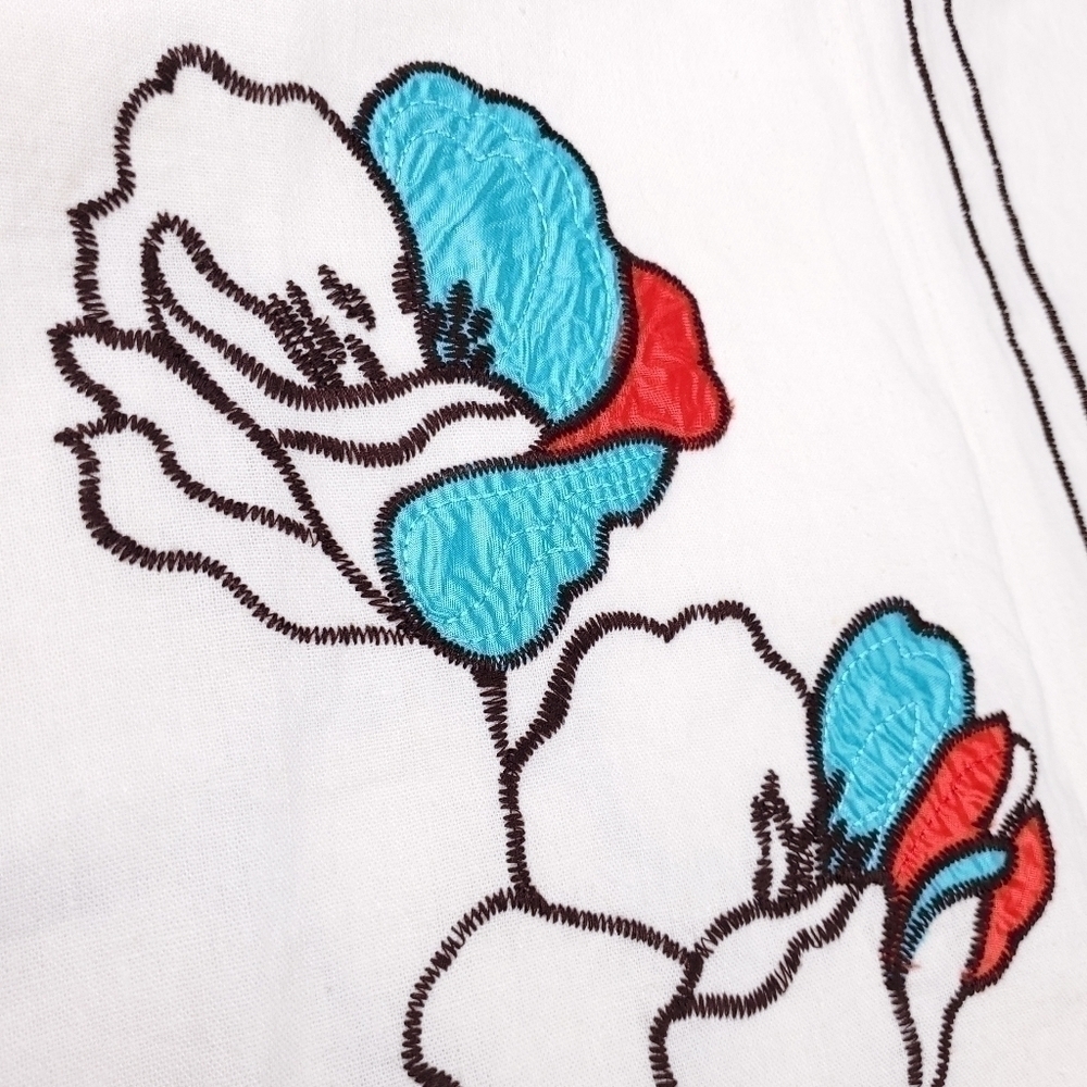 Lilly Stanhope White Floral Embroidered Linen Blend Skirt Sz 10 - Picture 2 of 11